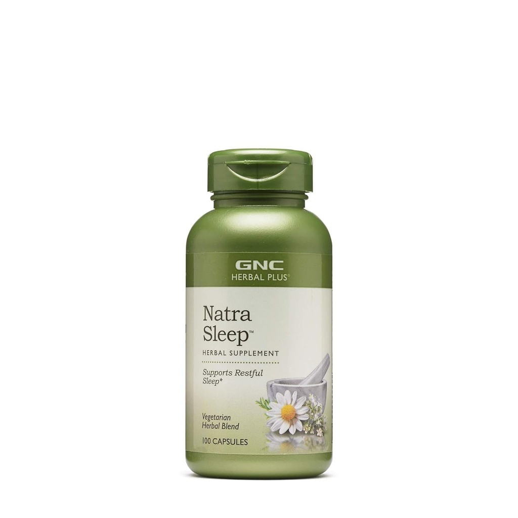 GNC Herbal Plus Natra Sleep Supplement, Wegetarianin, Pomaga niespokojny sen, 50 Służenie