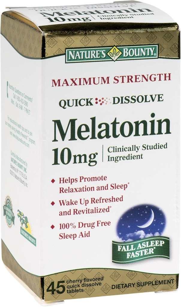 Nature 's Bounty Melatonin 10 mg Quick Rozpuścić tabletki 45 ea (Opakowanie po 3)