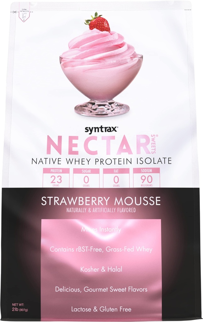 Syntrax Nutrition Nectar Sweets, 100% Serwatka Isolate Protein Powder, Truskawkowy Mousse, 2 kg