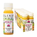 Elixir Shots, Vitality Immunity Wellness Shot z 100% składników organicznych, Cold- Pressed Red Hawaiian Turmeric, Peruwiański Ginger, Ananas i czarny pieprz, Bez cukru lub sztucznych dodatków, 12 Pack