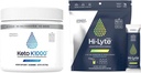 Hi- Lyte Keto K1000 Proszek elektrolityczny 124; Suplement do nawodnienia Drink Mix 124; Surowy aromat mineralny, No Stewia 124; 50 Służenie 124; Plus Pro Pakiety nawodnienia, 16 Indywidualne opakowania nasączone Drink