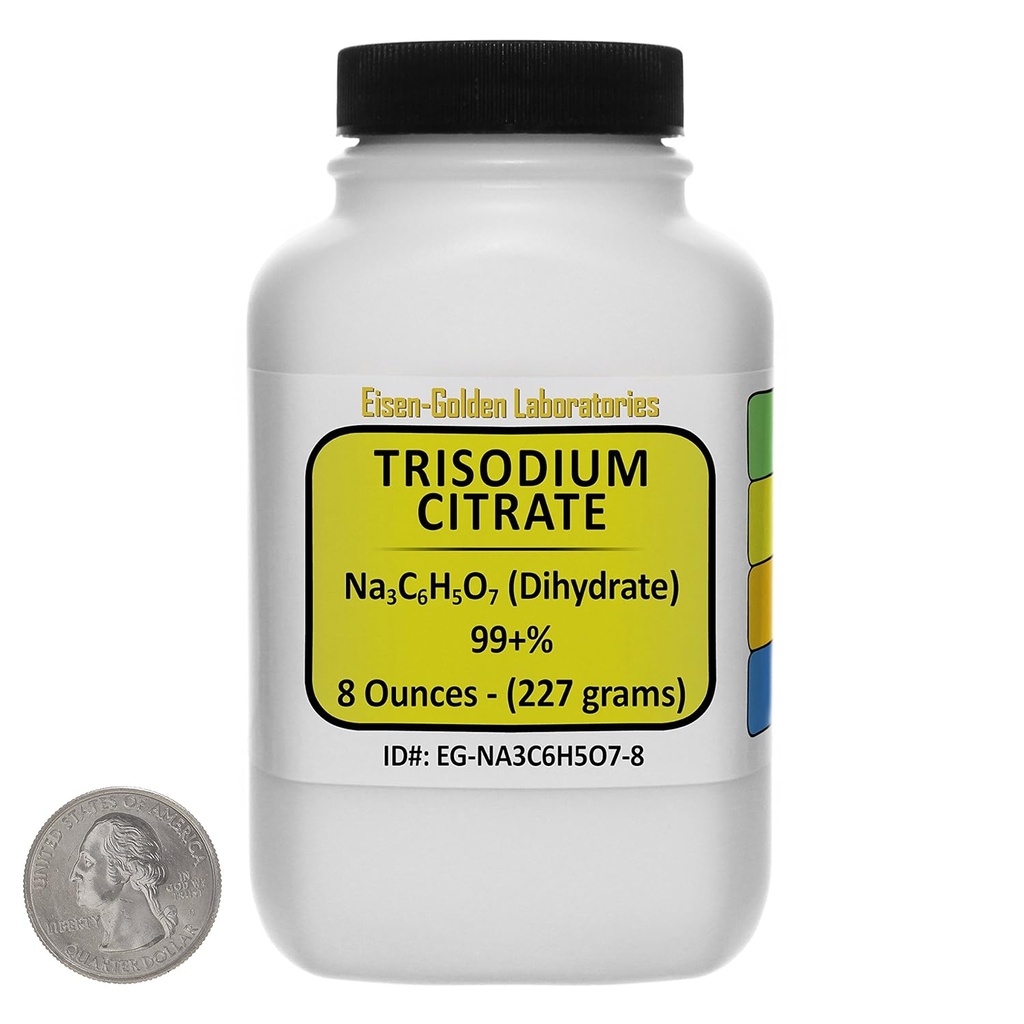 Cytrynian trisodowy [Na3C6H5O7] 99 +% USP w proszku 8 Oz w butelce z oszczędzaczem przestrzeni