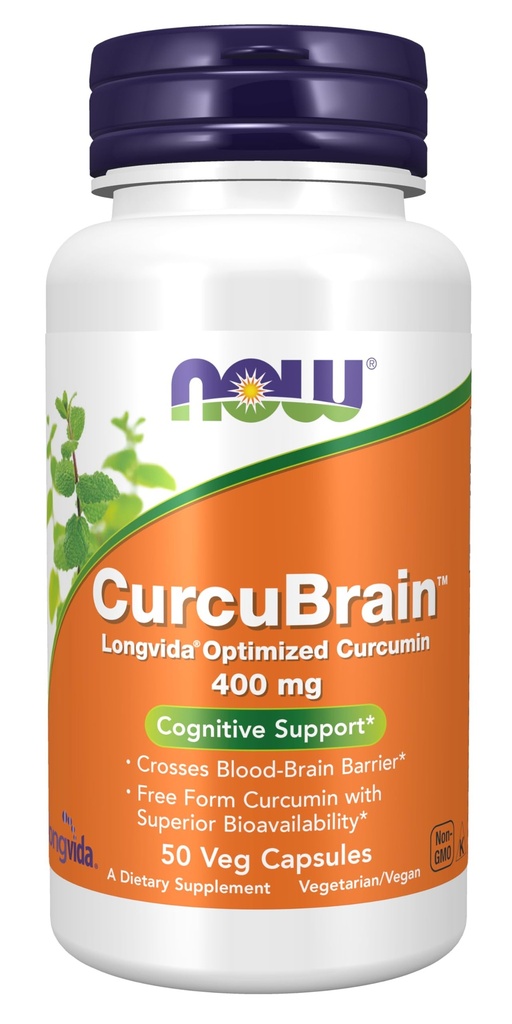 Teraz suplementy, CurcuBrain ™ 400 mg z Longvida ® Zoptymalizowana kurkumina, 50 kapsułki Veg