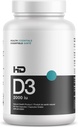 HD MUSCLE HealthHD D3 Bilans 124; 2000iu Wysoka moc Suplement witaminy D3 Bilans 124; Zdrowe funkcje mięśniowe i odzysk 124; Wsparcie immunologiczne 124; Wchłanianie wapnia 124; 90 Kapsułki