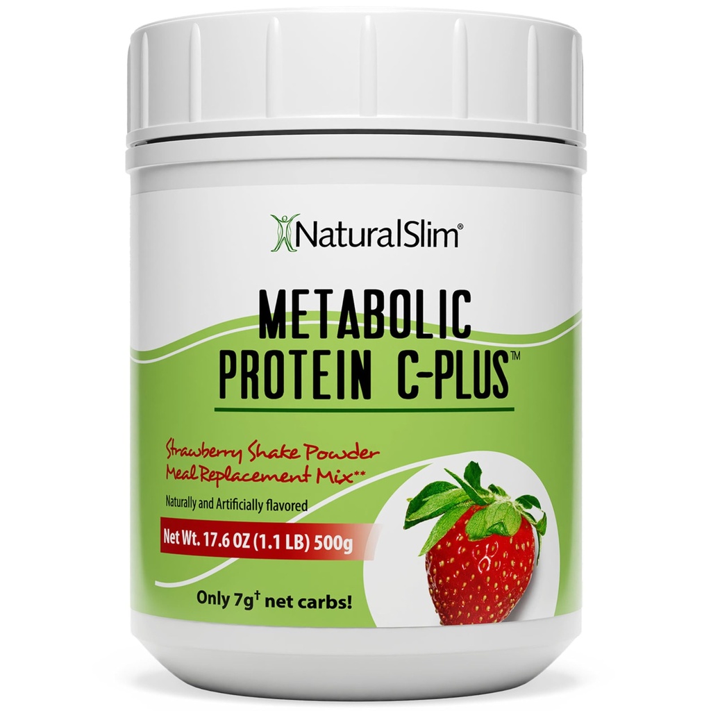 Białko metaboliczne C- Plus białko serwatki proszek i shake Meal zamiennik z witaminą C, L- glutamina i enzymy trawienne, Napoje białkowe niskokaloryczne, Wsparcie Metabolizm, Energia i Gut zdrowie 1.1lb Truskawka