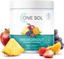 One Sol Pre- Trening dla kobiet, Wzmocniony Pompa & Focus, Brak Jitters lub Crash, Naturalne składniki, 100% Vegan, Gluten Free & Soy Free, (Owoce Punch)