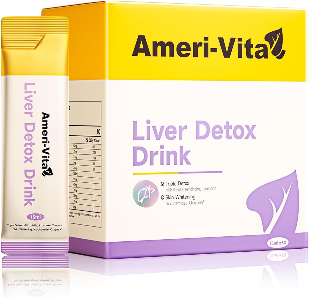 Liquid Liver Detox Drink Supplement - Milk Thistle & Artichoke Extracts with Turmeric & Inositol - Natural Liver Health Support - Sugar-Free, Non-GMO, Peach Flavor - 30 Sachets