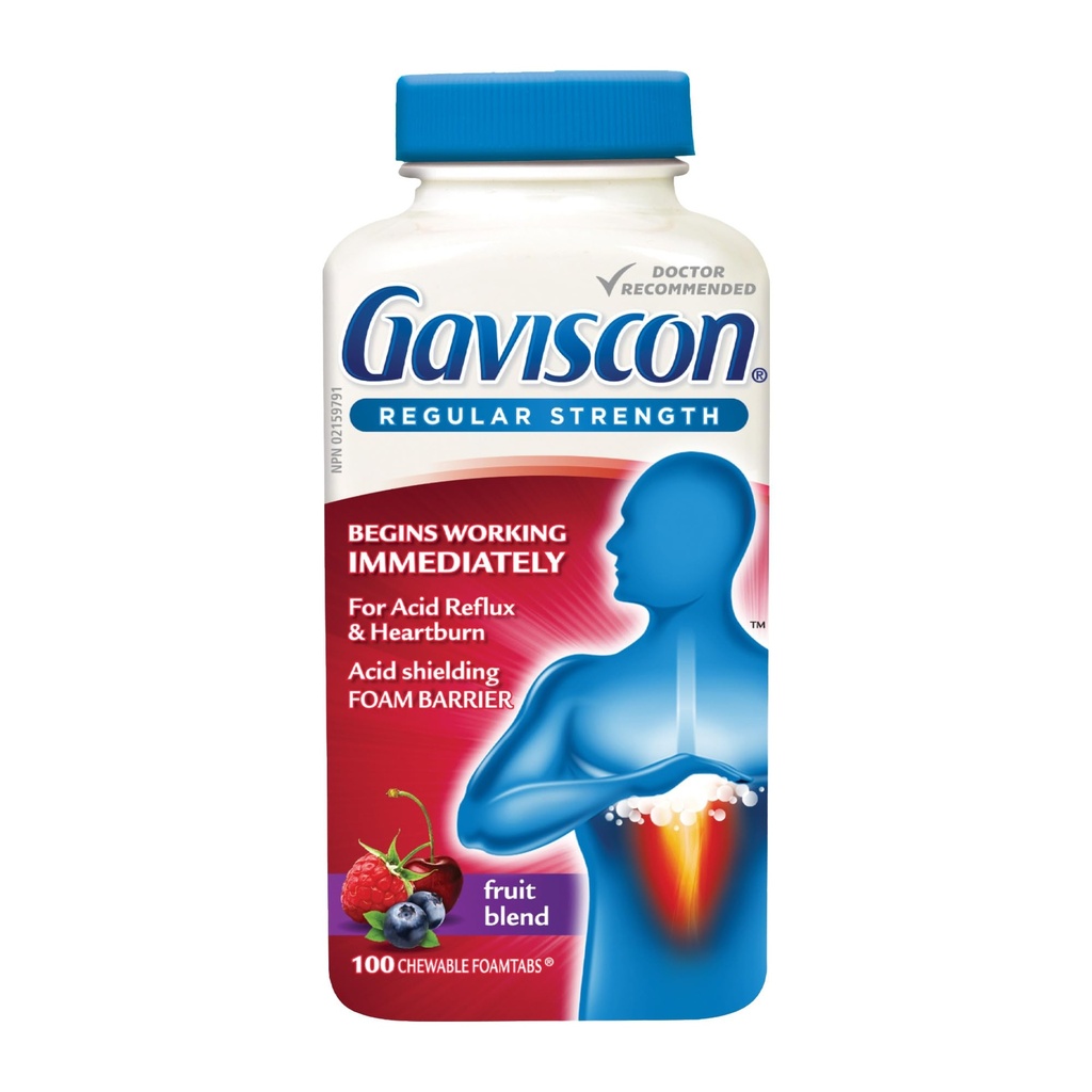 Gaviscon Regular Strength Fruit Antacid 100 Tablets
