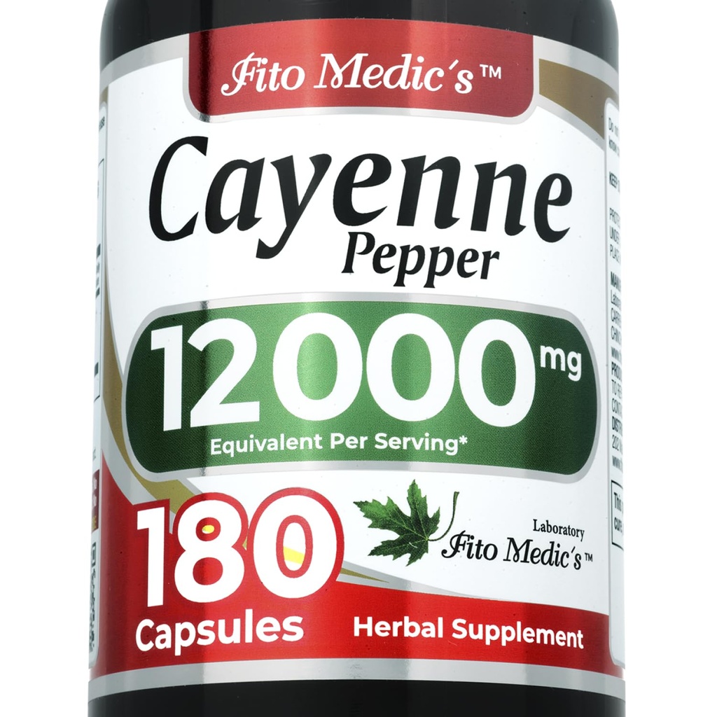 FITO MEDIC 's Lab Agregates 124; Cayenne Pepper Capsules Organic Agregates 124; Cayenne Pepper Extract Agregat 124; 600 mg 20: 1 na 3- Capsule Serving Agregat 124; 180 Capsules