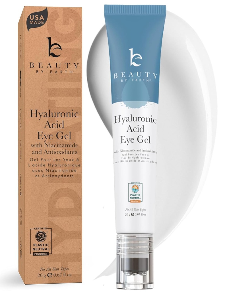 Piękno przez Ziemię pod kremem do oczu - chłodzenie anty- Starzenie Hialuronic Acid Eye żel do ciemnych kręgów, Puffiness & Zmarszczki