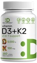 DEAL- SUPLEMENT Witamina D3 5 000 IU + K2 MK7 Softgels, 250 Hrabia 124; 2- in-1 Kompleks
