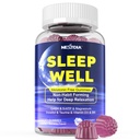 Melatonina Free Sleep Gummies, z Magnezu Glycinate, GABA, 5- HTP, L- Theanine, Valerian, Rumomile, Lemon Balm, Witamina D3 & B6 - Hormon & Drug- Free, Non-Habit Forming, Sugar Free