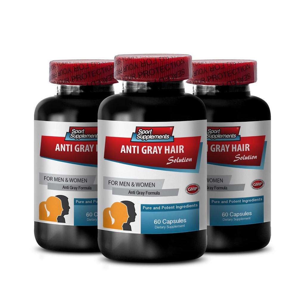Folic Acid luzem suplementy - Anti Gray Hair - Suplement Katalizacyjny, Gray Hair Away, Gray Hair Supplement to Reverse, Grey Hair Reversal Supplements, Reverse Grey Hair Supplement, 3 Butelki 180 Czapki