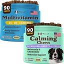 Natural Dog Company Multivitamin and Calming Supplement Bundle, Daily Nutrigents and Lieght Relief for Dogs, Support Joint Health, Skin & Coat, Reduct Stress from Noise & Travel, Esential Vitamin