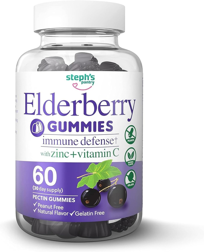 Gumie z jagodami z witaminą C i cynkiem - Immune Booster Gummies z jagodami dla dorosłych i dzieci - Wegan Naturalne Składniki Obronne Multiwitaminy z przeciwutleniaczem Wsparcie (60 Gummies)