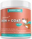Wonder Paws Skin & Coat Supplement for Dogs with Salmon Oil, Omega 3 & 6, EPA & DHA, Promotes Healthy Skin and Coat, Itchy Relief, Joint and Total Health, Delicious Flavor, 70 skóry i płaszcz Soft Chews