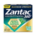 Zantac 360 Maksymalna wytrzymałość, Cool Mint, 25 Count, Heartburn Prevention & Relief, 20mg Tablets