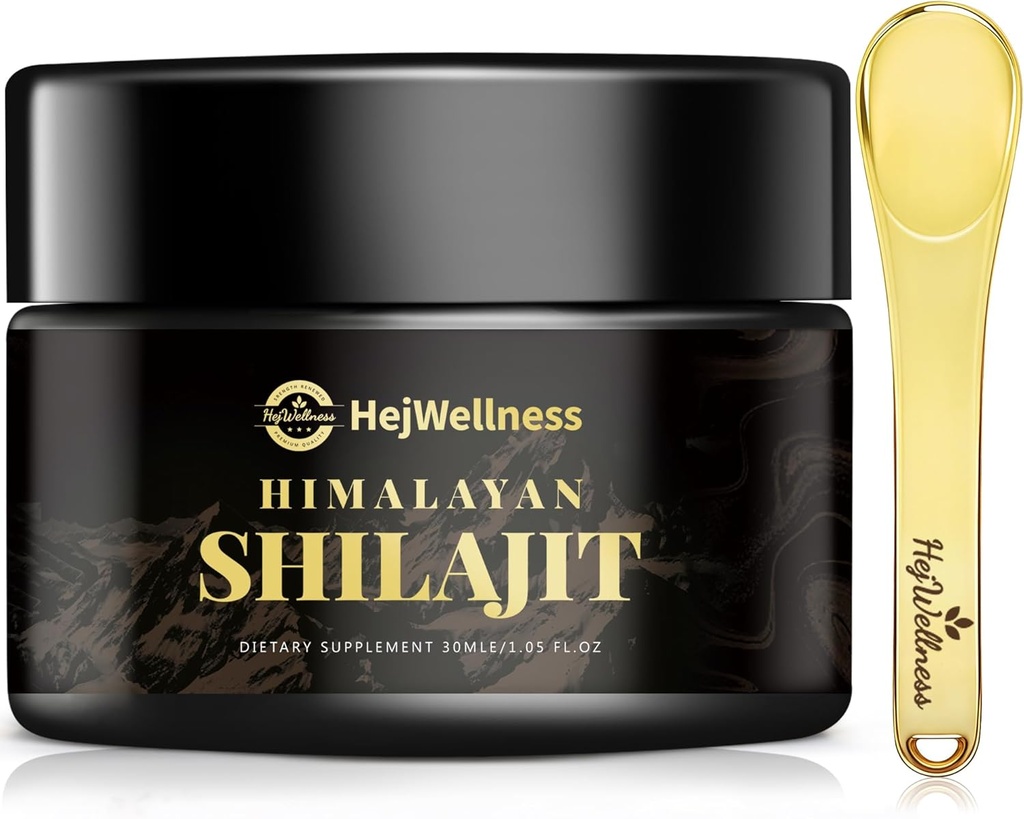 Shilajit Resin Organic 85 + Ślad minerałów i kwasu Fulvic - 60 Służenia Naturalne Shilajit dla mężczyzn i kobiet na zwiększenie energii i wsparcie immunologiczne, 500mg