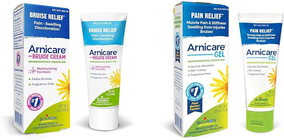 Boiron Arnicare Bruise Cream for Pain Relief from Bruising and Opuchlizna lub odbarwienie i Arnicare żel do łagodzenia bólu stawów, Ból mięśni, Ból mięśni