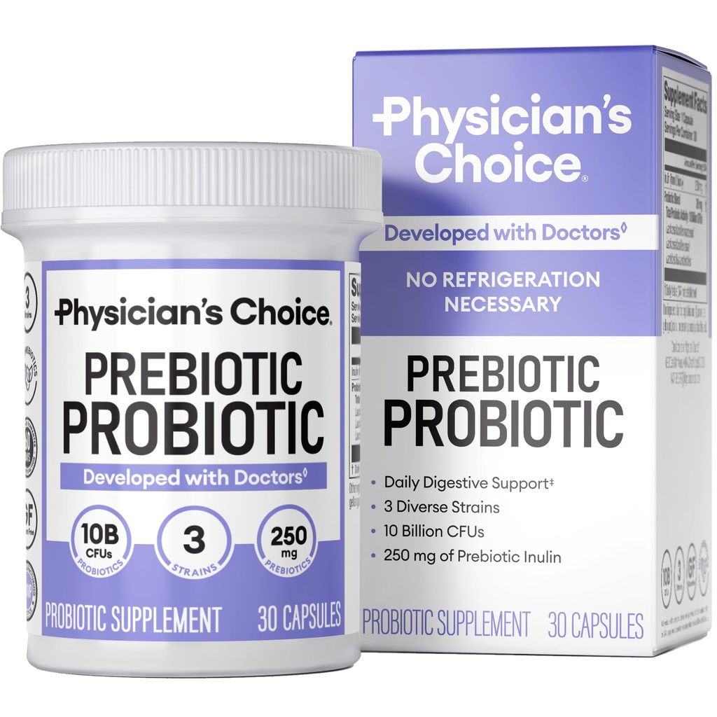 CHOICE lekarza Prebiotyka - Probiotyczne - Wielokrotny Probiotyki i Synergistyczne Prebiotyki -Zaprojektowane dla zdrowia pożywienia, Wsparcie Gut Microbiome - Potężny PrePro dla zdrowia Gut - dla kobiet i mężczyzn