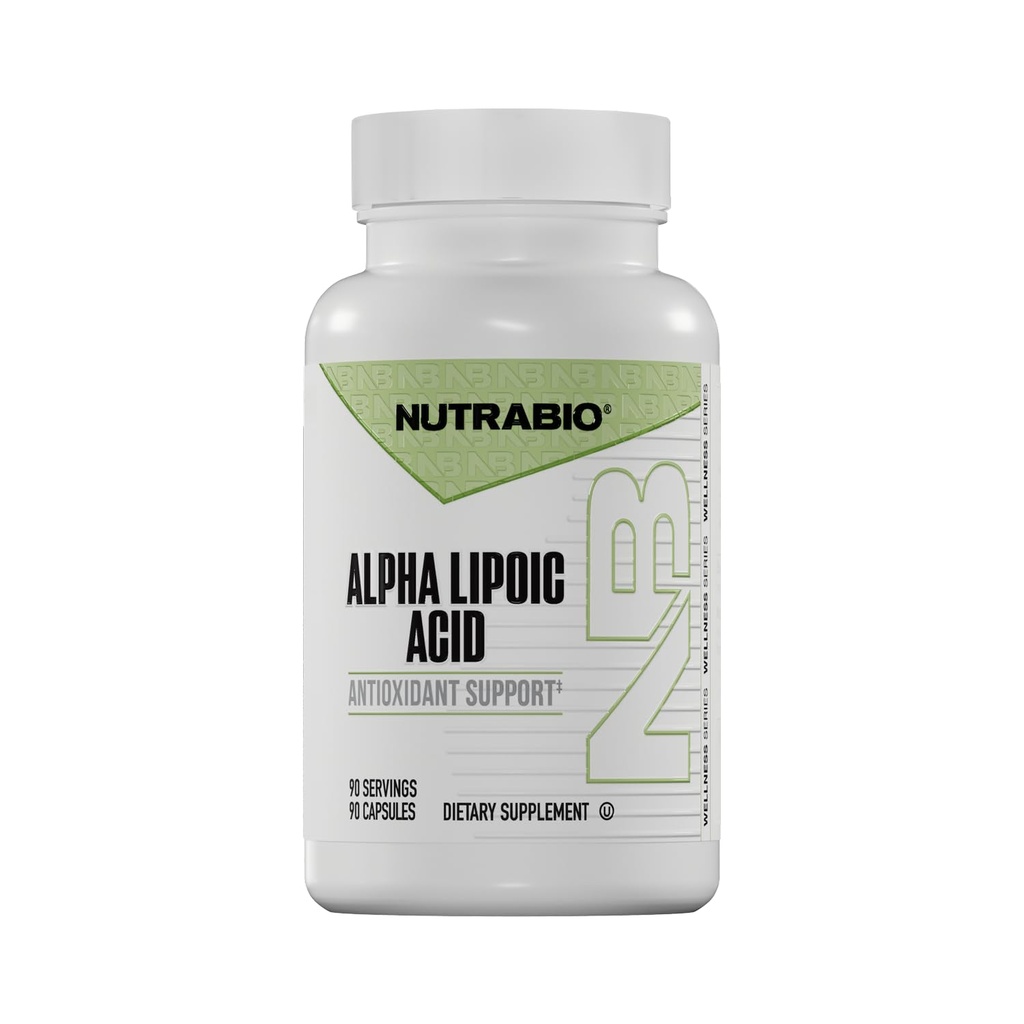 NutraBio Alpha Lipoic Acid (ALA) Supplement, 300mg - Wspiera przeciwutleniacze Zdrowie, może zwiększyć produkcję energii i Wellness, 90 Kapsułki roślinne