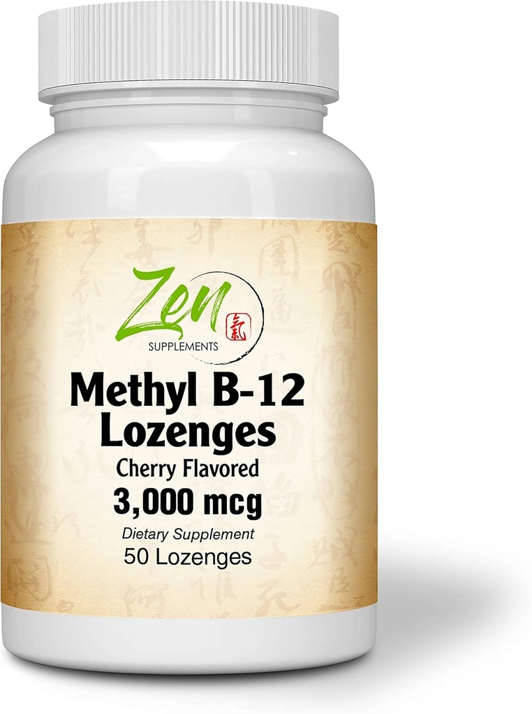 Metylowa witamina B- 12 Suplement - z witamin B6, Folate, Biotin - Wsparcie zdrowia sercowo-naczyniowego, Zdrowy system immunologiczny, Mózg i Nerwy Funkcje - 50 Lozenges