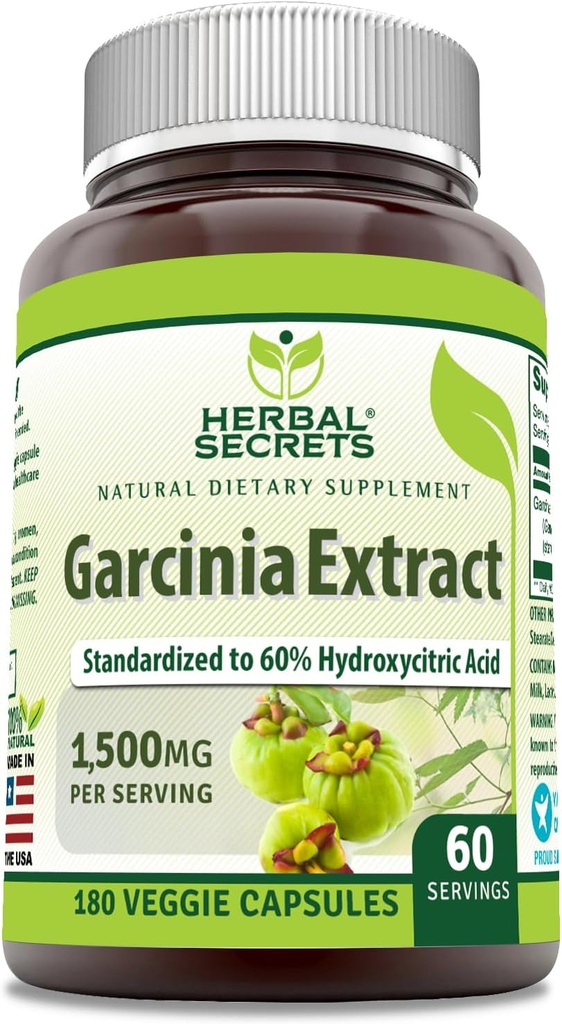 Herbal Secrets Garcinia Extract Supplement Agregat 124; 1500 Milligrams Agregat 124; 180 Veggie Capsules Agregat 124; Non-GMO Agregat 124; Gluten- Free Agregat 124; Made in USA