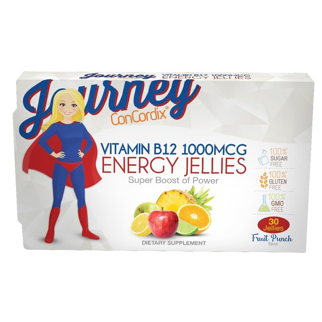Bariatryczna podróż pokarmowa 1000 μg Witamina B12 Bezcukrowa energia galaretki owocowe Punch (30 Count)