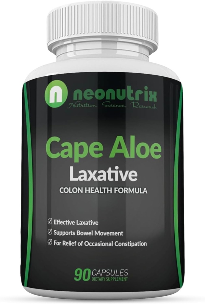 Cape Aloe Natural Laxatives for Zaparcia Relief- Promotes Healthy Bowel Movement- Suplement dla mężczyzn i kobiet - Detox ziołowy - 90 Kapsułki - Made in The USA by Neonutrix