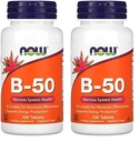 Teraz suplementy, Witamina B- 50 mg, Produkcja energii *, Zdrowie układu nerwowego *, 100 tabletek (Opakowanie po 2)