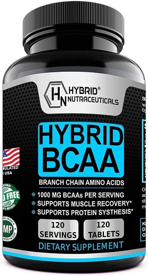 Hybrid BCAA 1000mg - BCAAs Amino Acids Supplements - 2: 1: 1 L- Leucyna, L- Isoleucyna i L- Valina - Non-GMO, Vegan - 120 Służenie
