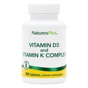 Natury Plus witaminy D3 & K2-90 Tablets - Promotes Bone Support, Immune Function, Cardioviral Health & Mood Balance - wegetarianin, Gluten Free - 90 Służenia