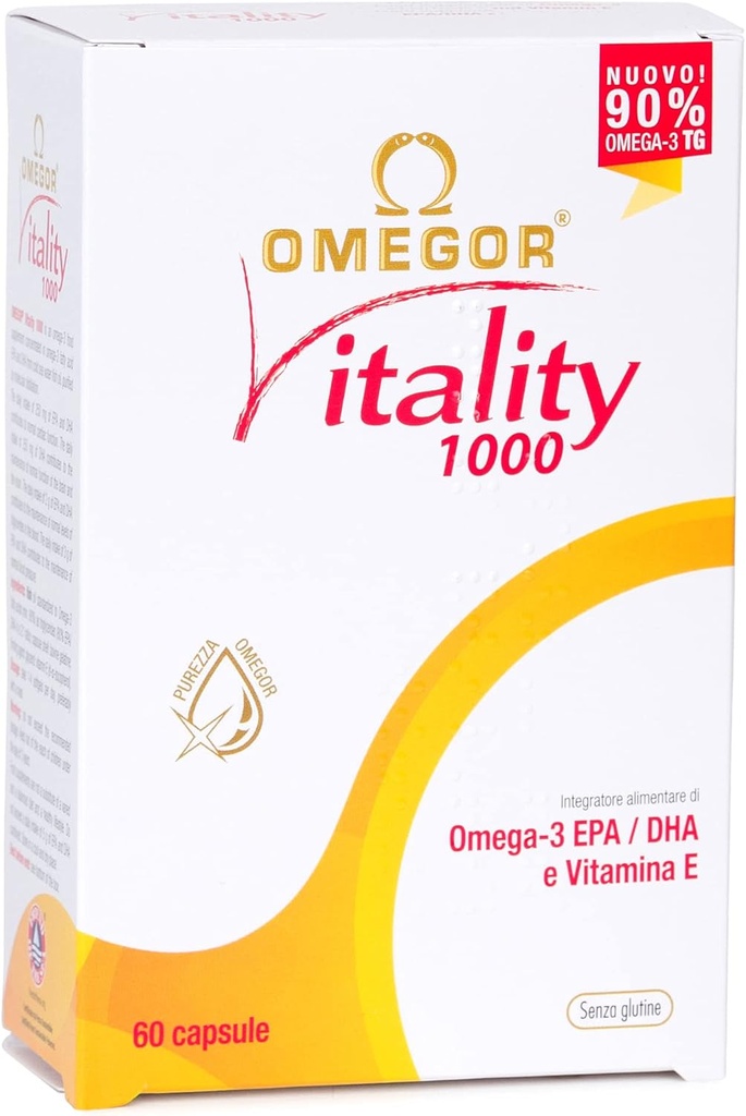 OMEGOR Omega 3 Suplement do oleju rybnego IFOS Certified Vitality 1000 z 800mg EPA i DHA na kapsułkę - No Fishy Aftersmast, Non-GMO (60 Softgels)