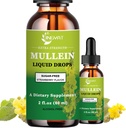 Extra Siła 2000 mg Mullein Drops for Lungs, Mullein Leaf Extract Supplement, Alkohol wolny, Wysoka Absorpcja, Potężny i Naturalny Vegan Mullein Drops Liquid for Lung Cleanse, Wsparcie immunologiczne