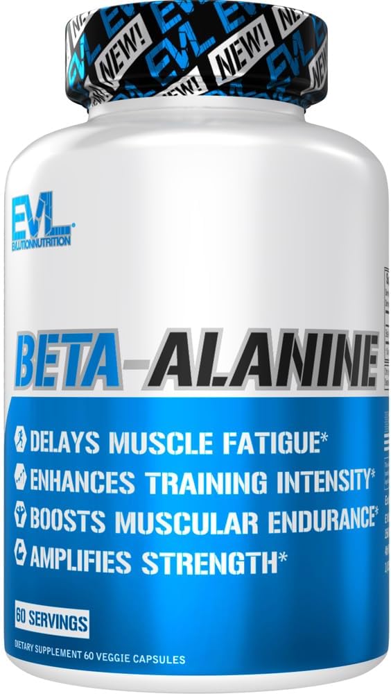 Evlution Nutrition Beta- Alaniny kapsułki - Intensywność treningu - 60 Hrabia Beta- Alanina Suplement dla mężczyzn i kobiet - Opóźnienie Muscle Fatigue, Boost Endurance, Amplify Siła
