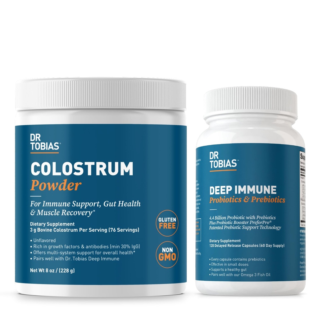 Dr Tobias głębokie immunologiczne probiotyki i prebiotyki i Colostrum Powder - Pomaga Digestive Health, Gut Health, i funkcji immunologicznych