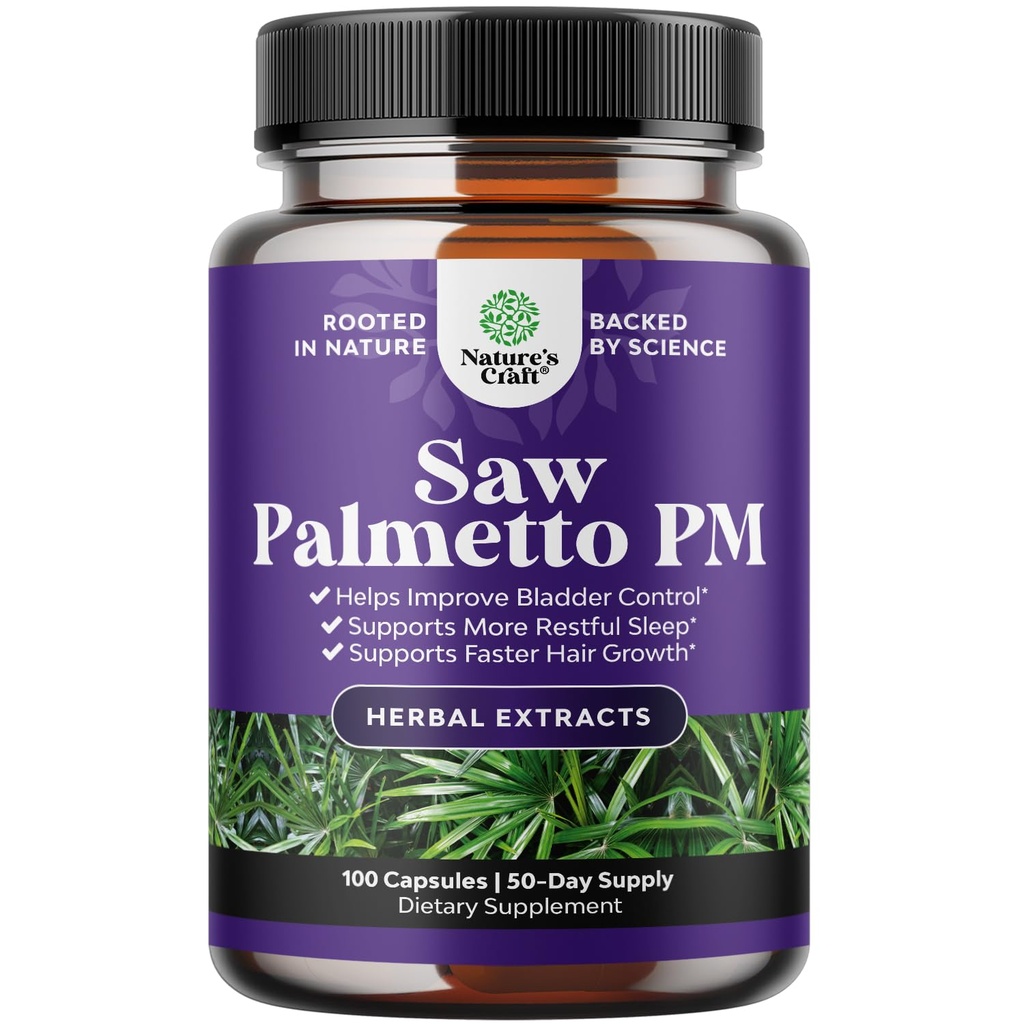 Nighttime Defense Saw Palmetto dla mężczyzn - Saw Palmetto Extract Prostate Supplement for Men Pomoc Reduce Night Urnation Częstotliwość Pilny i Nadczynność Bladder z Lycopene Dynia Nasiona i Melatonina