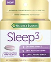 Nature 's Bounty Sleep3 Melatonin 10mg, Maksymalna moc 100% beznarkotykowa pomoc na sen, Suplement diety, L- Theanine & Nighttime Herbal Blend Time Release Technology, 60 Trójwarstwowe tabletki