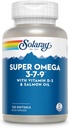 SOLARAY Super Omega 3 7 9 Wspiera zdrową skórę, więcej EPA, DHA, zasadnicze tłuste kwasy z oleju rybnego Mini Softgel, 120ct