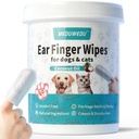 Uszy Czyściciel Finger Wipes 60 Liczy, Pies Czyściciel ucha, Pielęgnacja Kit dla psów i kotów, Miękkie i łatwe Otic Cleaning Pads, Usuń wosk, Dirt & Stop Smelly, Swędzacz, Non-Irritating, Coconut Scent