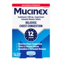Mucinex 12 Hour Maximum Strength 1200 mg Guaifenesin Extended-Release Tablets for Excess Mucus Relief, Expectorant Aids Excess Mucus Removal, Chest Congestion Relief, 14 Tablets