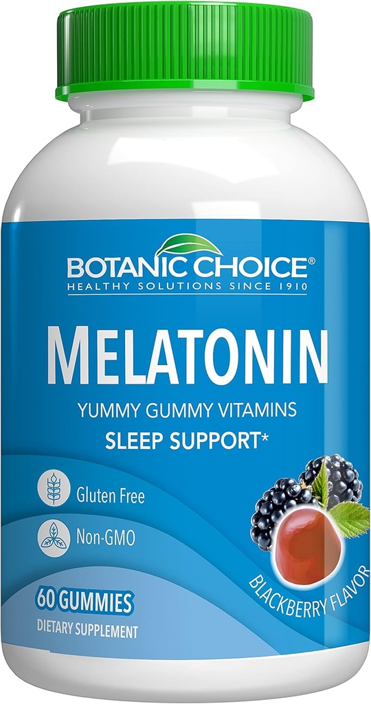 Botaniczny wybór Gummies melatoniny, 60 Hrabia - Codzienne suplement do wsparcia snu