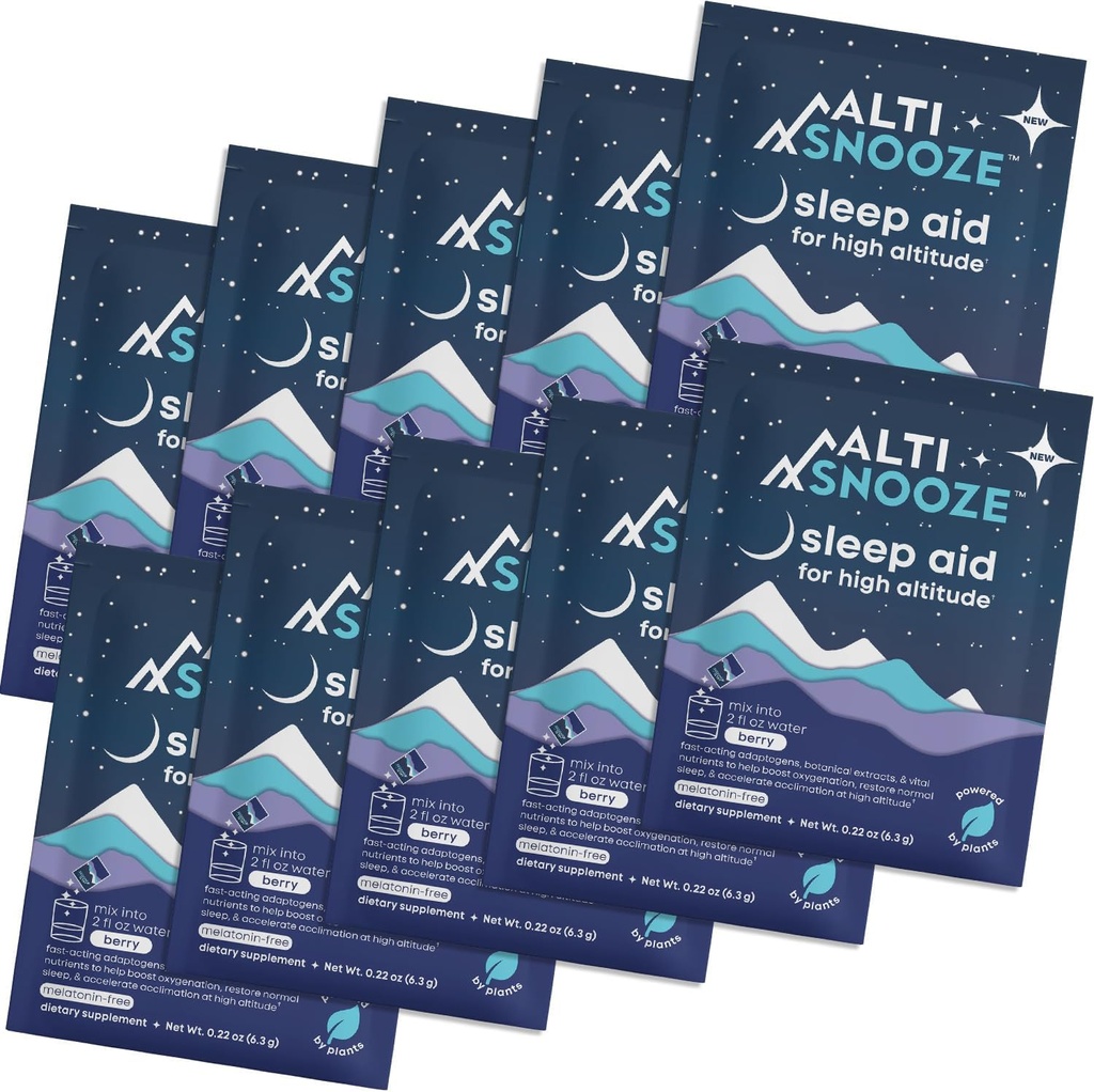 Sleep Aid + Altitude Choroby Zapobieganie i Nawodnienie 124; Formuła wzmacniająca tlen z Cordyceps, Święty Basil, Magnezu i elektrolitów 124; Ból głowy, Zmęczenie, Nudności Relief, Jet Lag, Wycieczka narciarska 124; 10 Pack