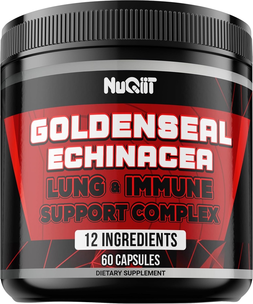 Złotowłosa Kapsułka korzeniowa z Echinacea, Panax Ginseng Root, Zespół wsparcia immunologicznego jak Elderberry, Czosnek Bulb - 60 Kapsułki - Digestive Health, Body Balance & More - Goldenseal Root Powder