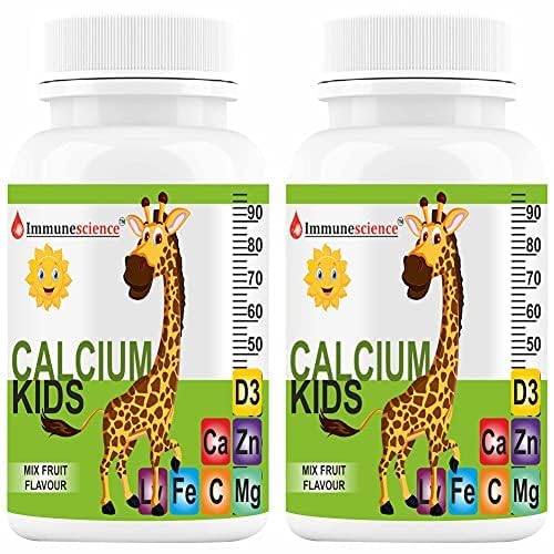 Verem Wapń dla Dzieci z Witaminą D3 (VIT d), Magnez, Suplement cynku, Witamina C, Lizyna Multiwitamina dla Dzieci silne kości, Immunitet, Wzrost i Rozwój - 120 Tabletki (Opakowanie 4)