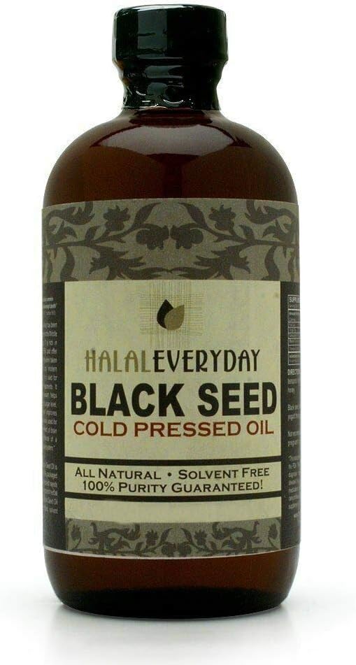 8 Oz Black Seed Oil, 100% Pure Black Cmin Seed Oil Cold Pressed in USA (Black Seed Import from India and Egypt) Statki w żywności klasy plastikowe bursztynowe butelki - NON GMO - Vegan