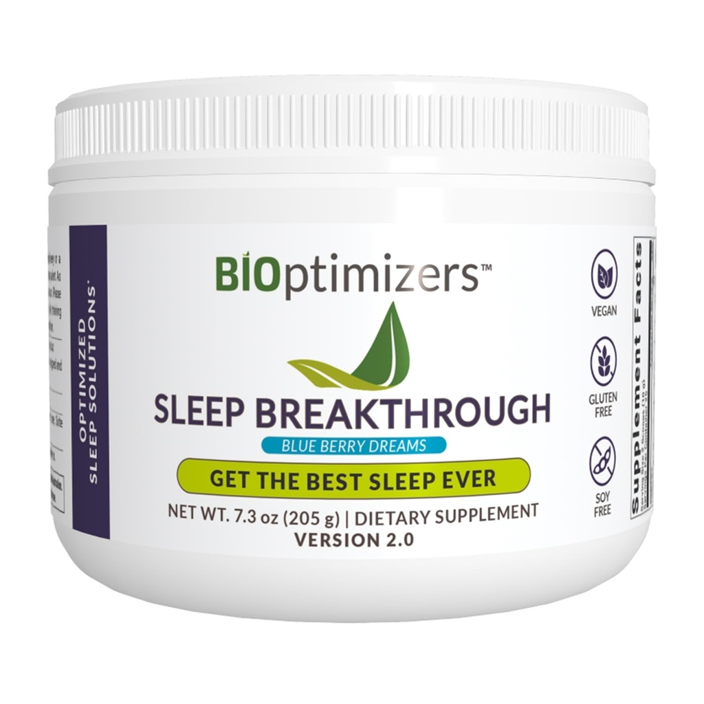 BIOptimizers Sleep Breakthrough 2.0 - Natural Support Supplement Agreement 124; Calming Relief Assistance Adult 124; Non Habit Forming Agreement 124; 202,5 g Proszek Blue Berry Dreams