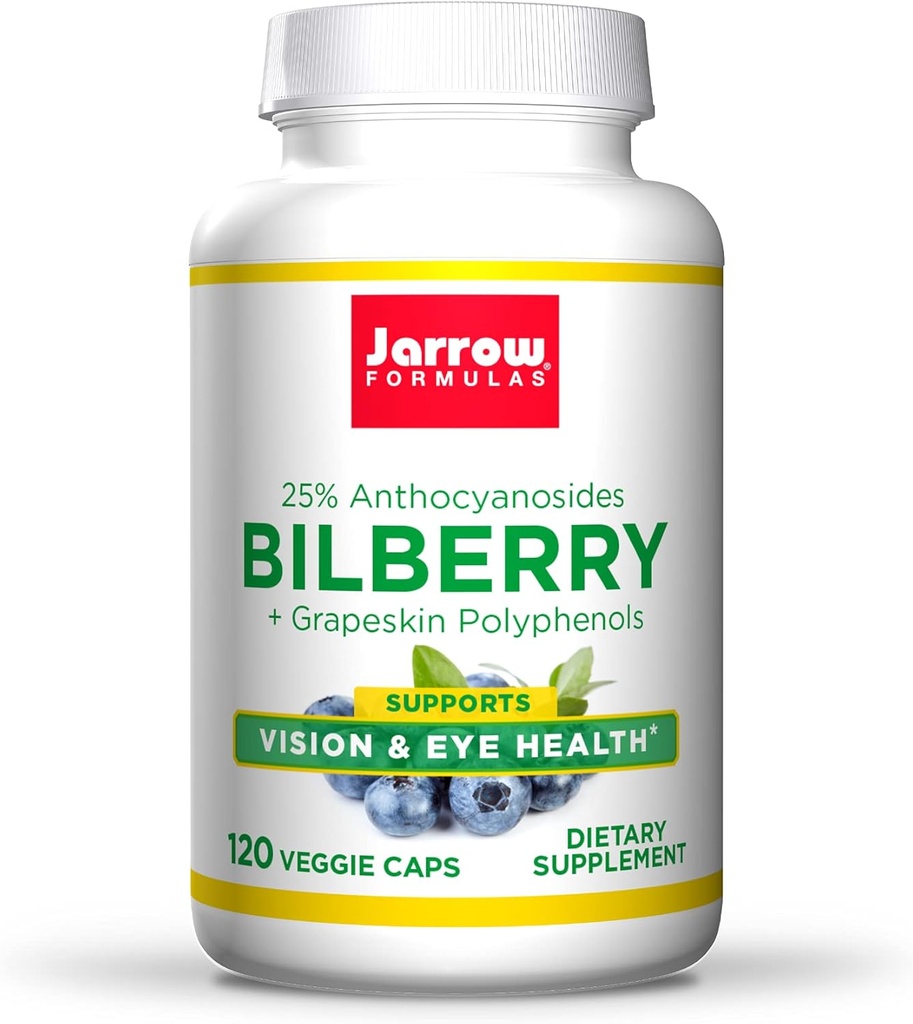 Jarrow Fixas Bilberry + Grapeskin Polyphenols 280 mg - 120 Veggie Caps - Wsparcie Vision & Eye Health - Do 120 Służenia