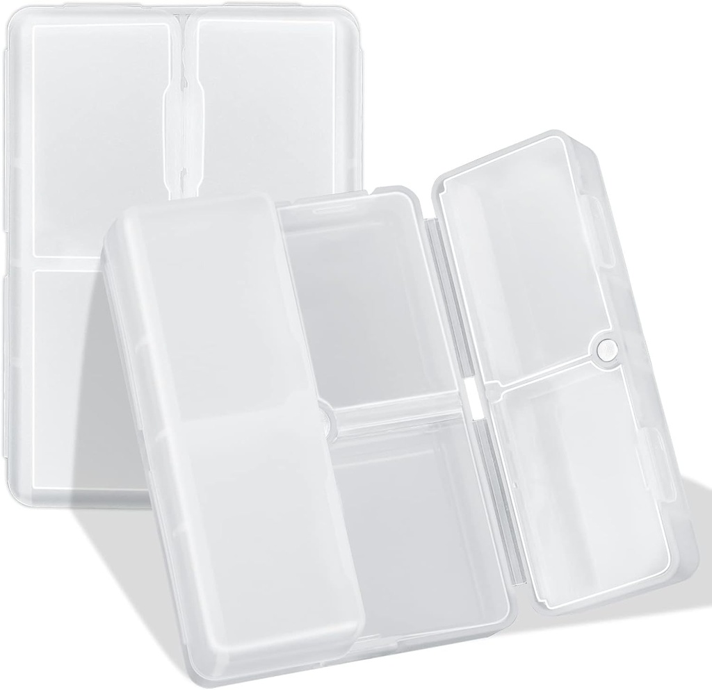 FYY Daily Pill Organizer, 7 Compartments Portable Pill Case Travel Pill Organizer,[Folding Design] Pill Box for Purse Pocket to Hold Vitamins,Cod Liver Oil,Supplements and Medication-Clear