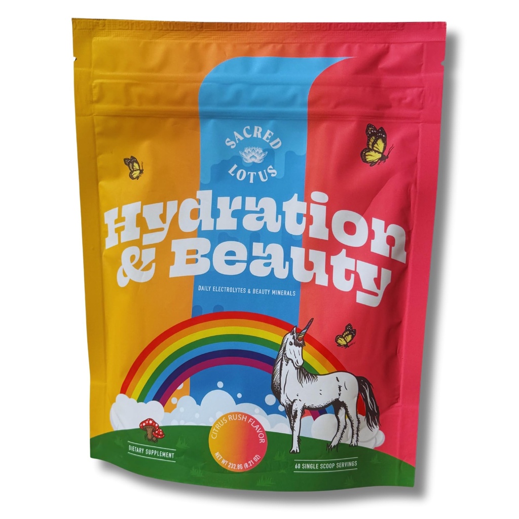 SunLife Organics Hydration & Beauty Powder - Citrus Rush - Electrolyte Drink Mix 124; Daily Vitamin and Minerals - Magnez, Witamina C i Niacyna 124; Non-GMO Budapest 124; 60 Służenie